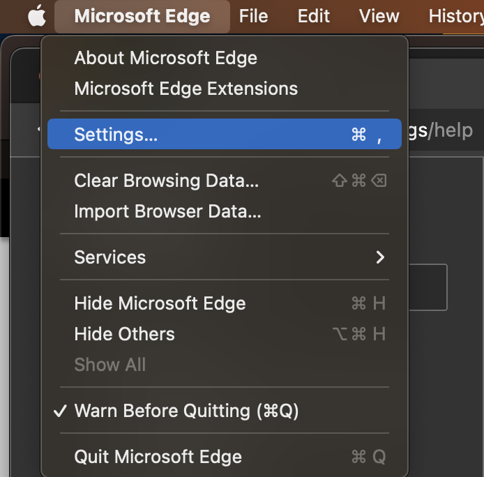 Microsoft Edge Settings on Mac